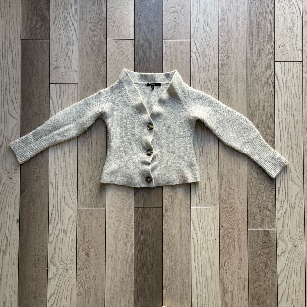 Quince Women's Light Gray Button-Up Cardigan
